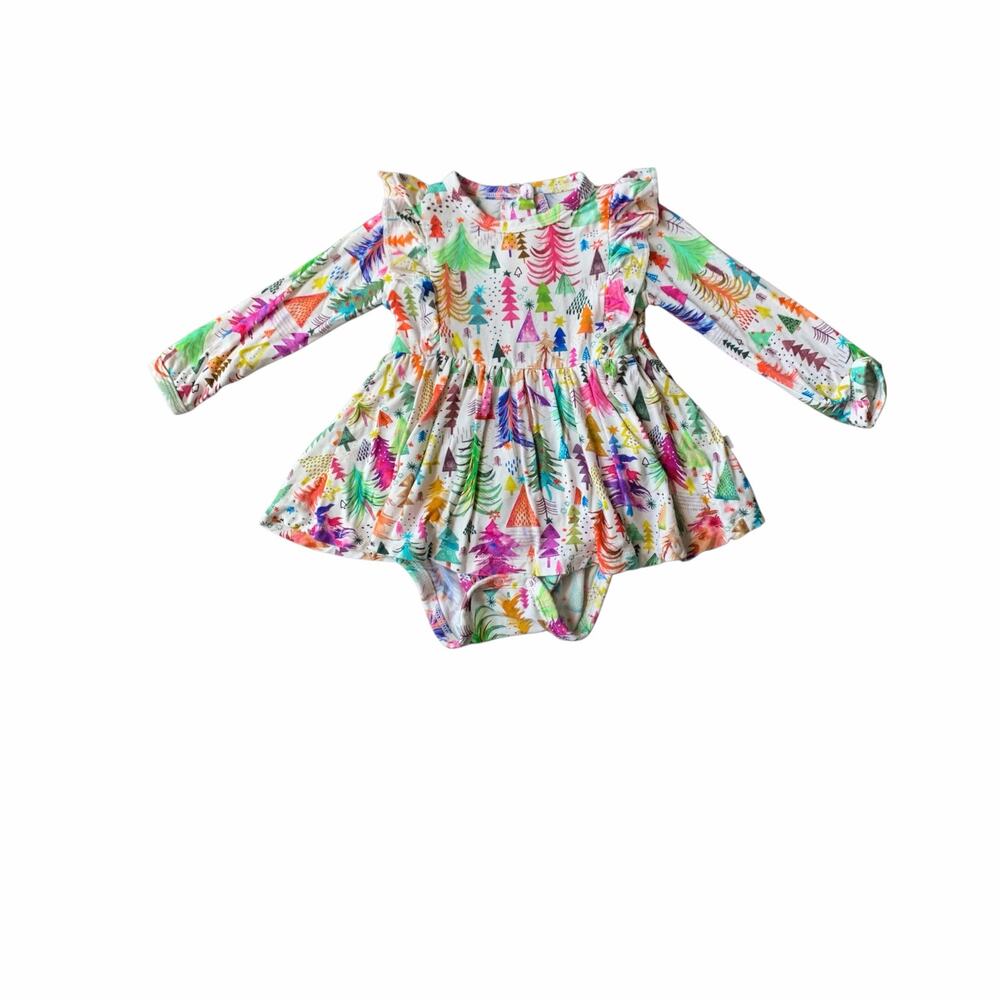 Birdie Bean Bamboo Christmas Tree twirl Bodysuit